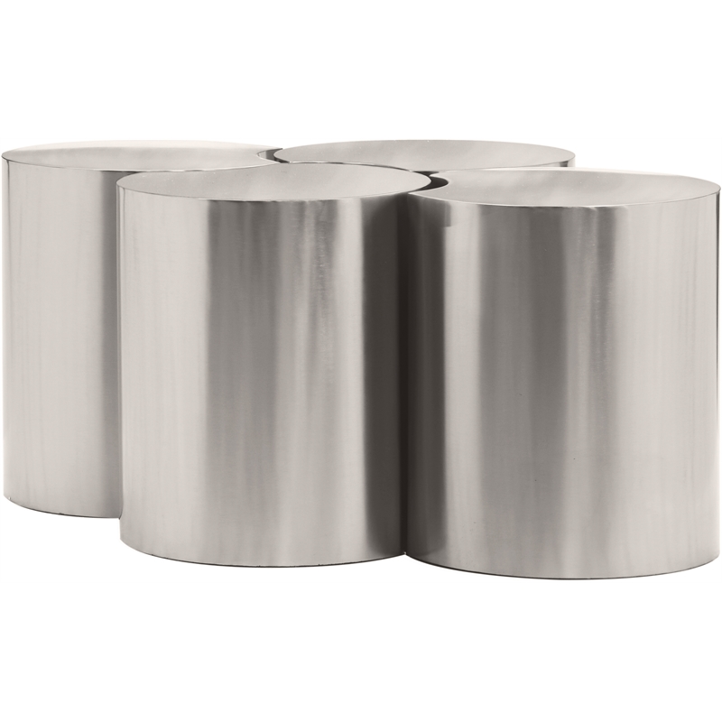 Meridian Furniture Dimple 4 Piece Silver Iron Metal Coffee Table