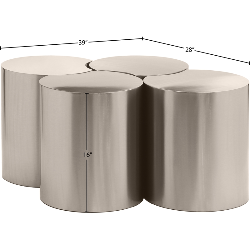Meridian Furniture Dimple 4 Piece Silver Iron Metal Coffee Table