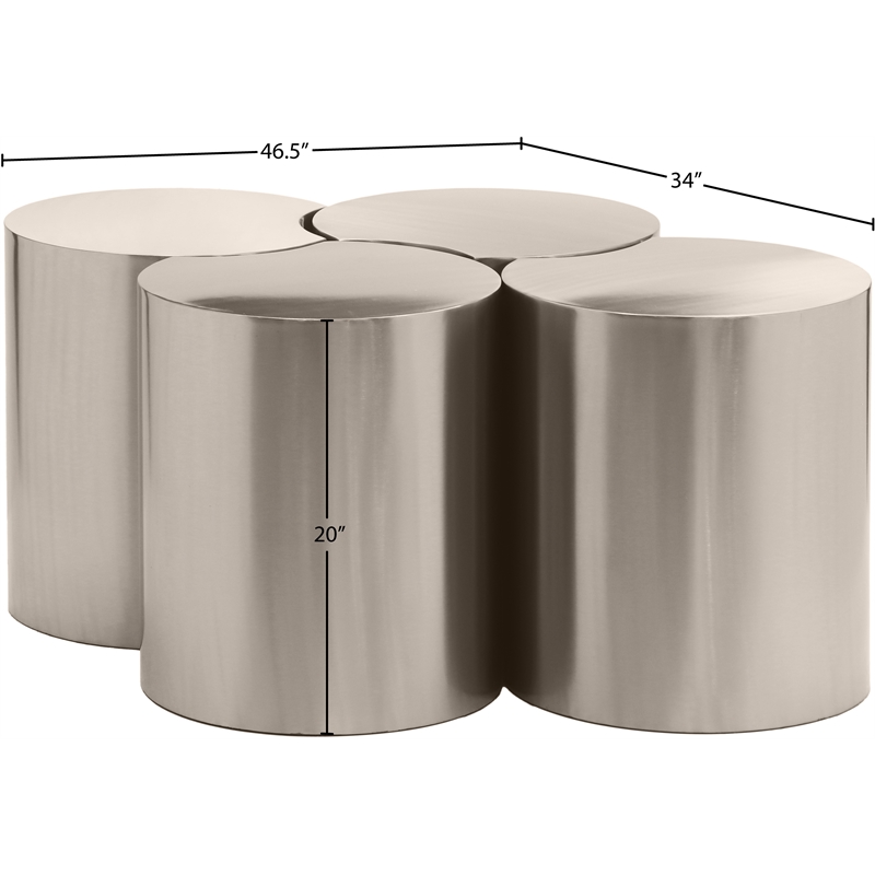 Meridian Furniture Dimple 4 Piece Silver Iron Metal Coffee Table