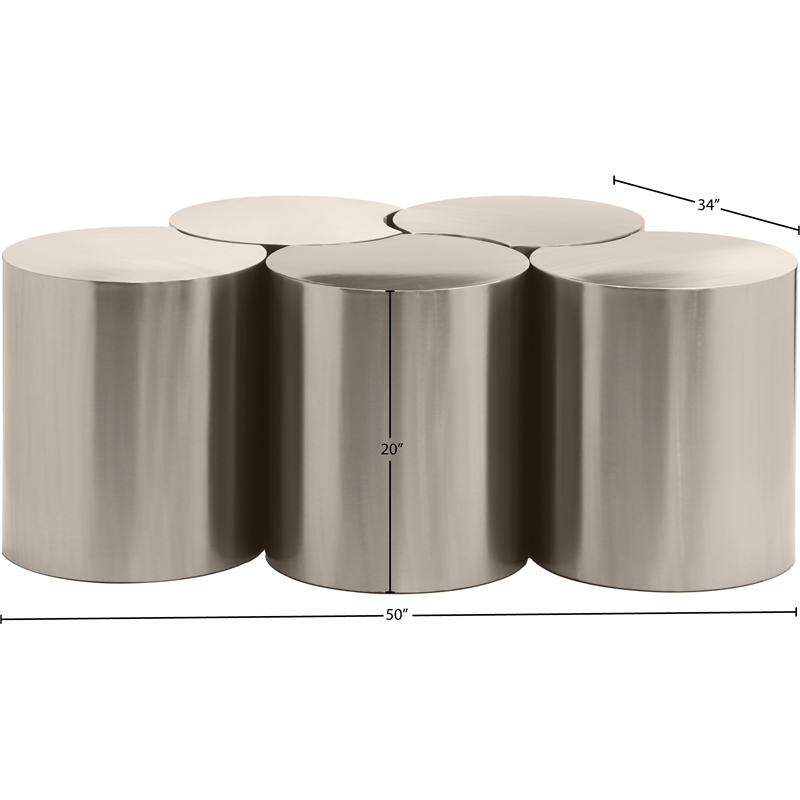Meridian Furniture Dimple 5 Piece Silver Iron Metal Coffee Table