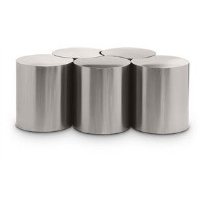 Meridian Furniture Dimple 5 Piece Silver Iron Metal Coffee Table