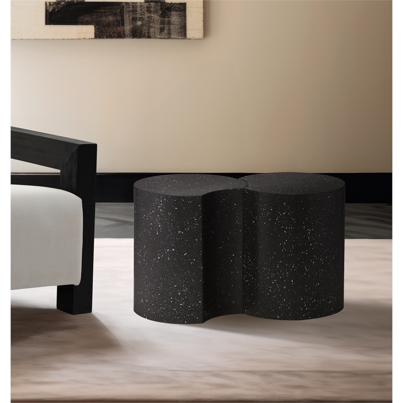 Meridian Furniture Dimple 2 Piece Black Terrazzo Pattern Iron Metal End Table