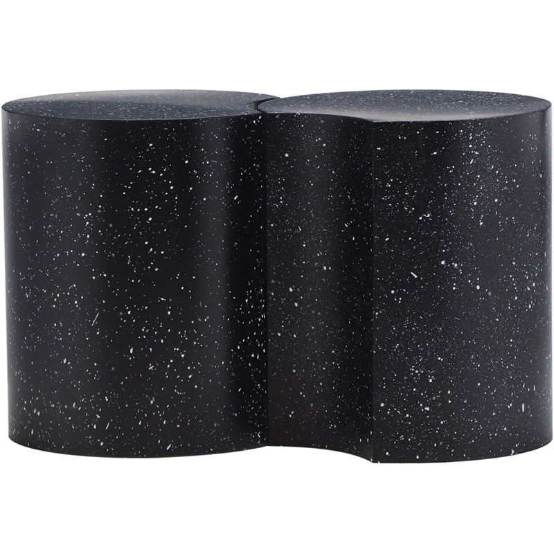 Meridian Furniture Dimple 2 Piece Black Terrazzo Pattern Iron Metal End Table