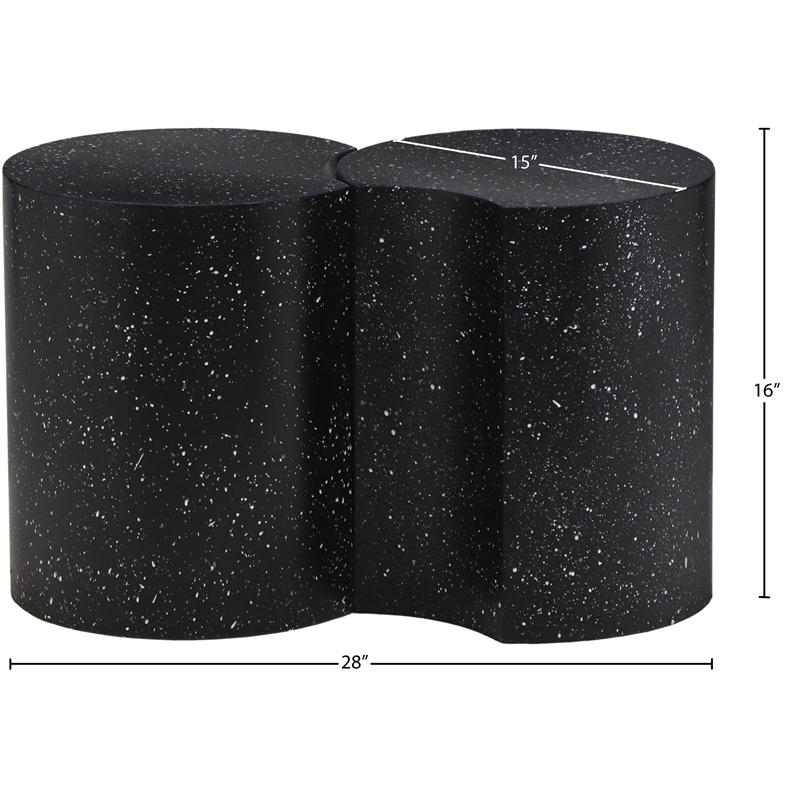 Meridian Furniture Dimple 2 Piece Black Terrazzo Pattern Iron Metal End Table