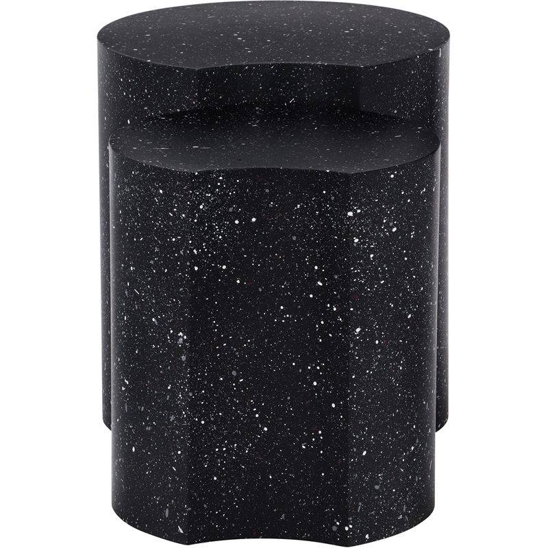 Meridian Furniture Dimple 2 Piece Black Terrazzo Pattern Iron Metal End Table