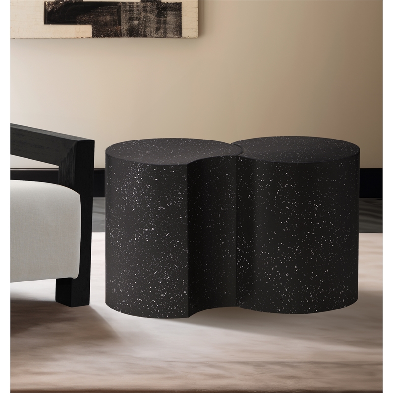 Meridian Furniture Dimple 2 Piece Black Terrazzo Pattern Iron Metal End Table