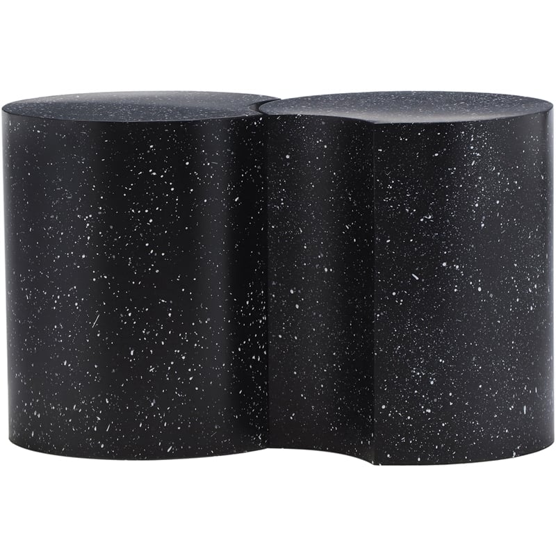 Meridian Furniture Dimple 2 Piece Black Terrazzo Pattern Iron Metal End Table
