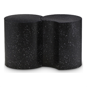 Meridian Furniture Dimple 2 Piece Black Terrazzo Pattern Iron Metal End Table