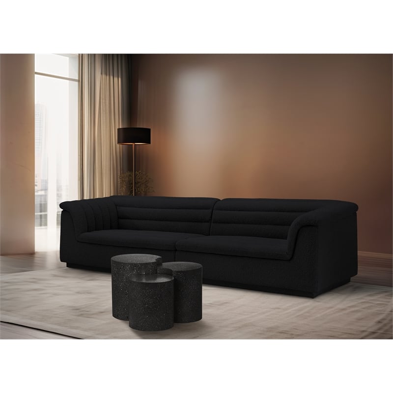 Meridian Furniture Dimple 3 Piece Black Terrazzo Pattern Iron Metal End Table