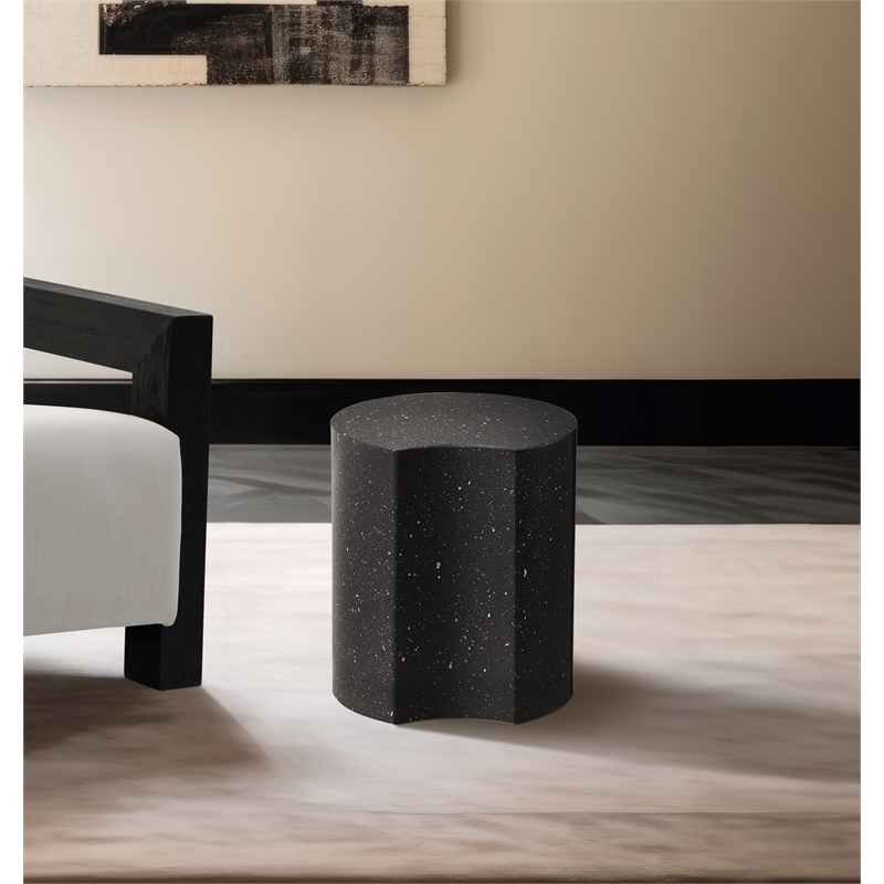 Meridian Furniture Dimple Black Terrazzo Pattern Iron Metal End Table