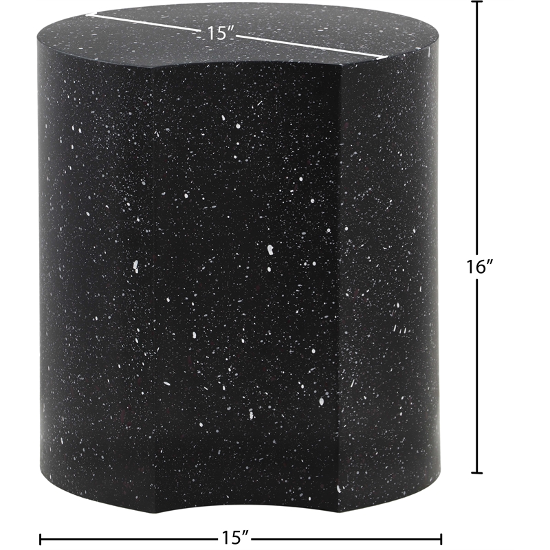 Meridian Furniture Dimple Black Terrazzo Pattern Iron Metal End Table