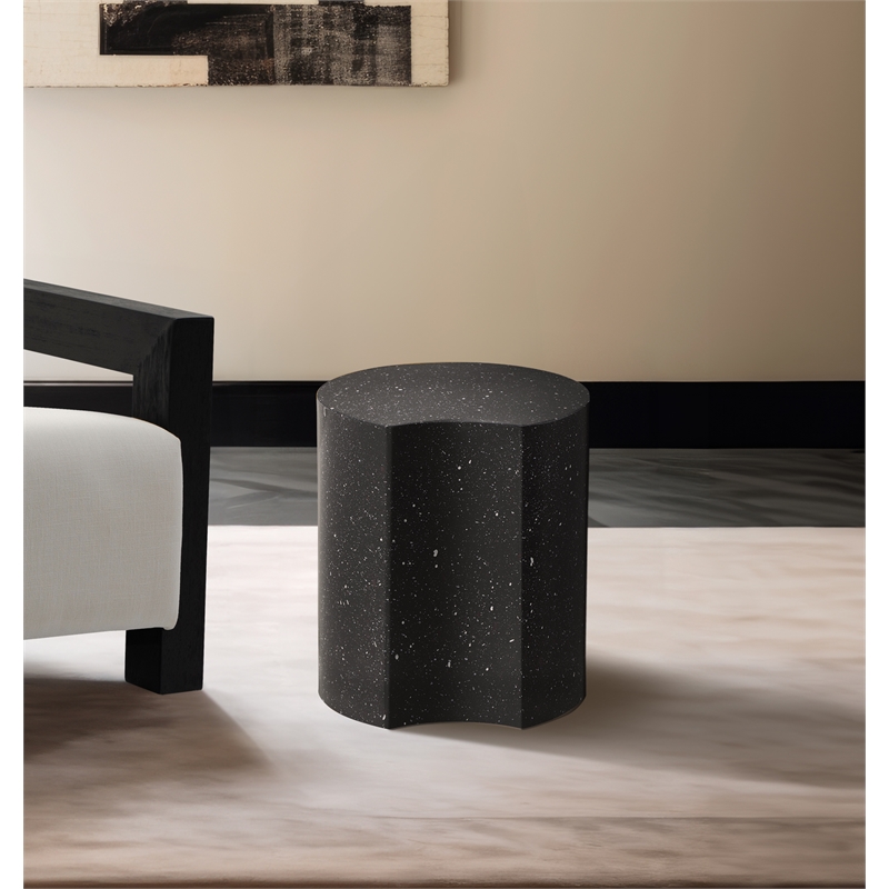 Meridian Furniture Dimple Black Terrazzo Pattern Iron Metal End Table