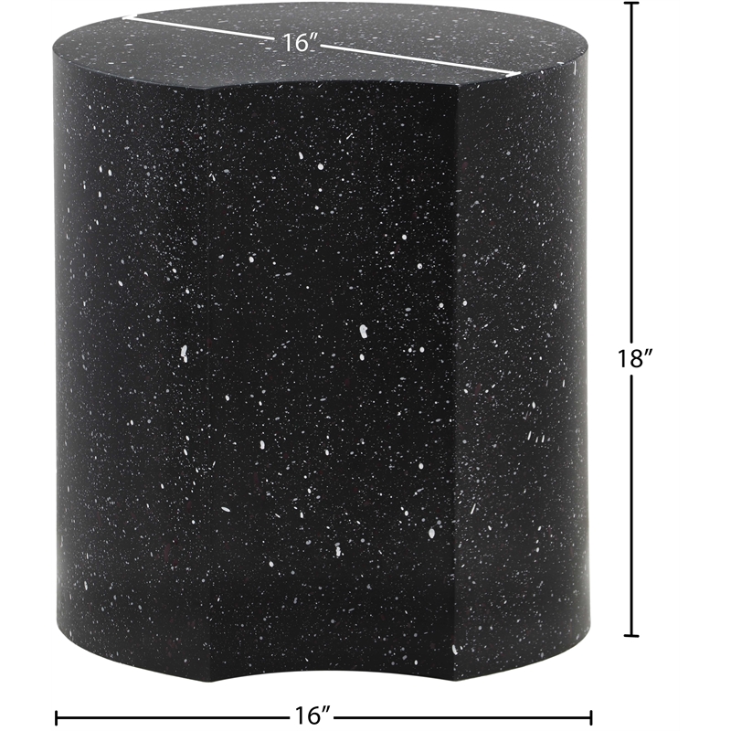 Meridian Furniture Dimple Black Terrazzo Pattern Iron Metal End Table