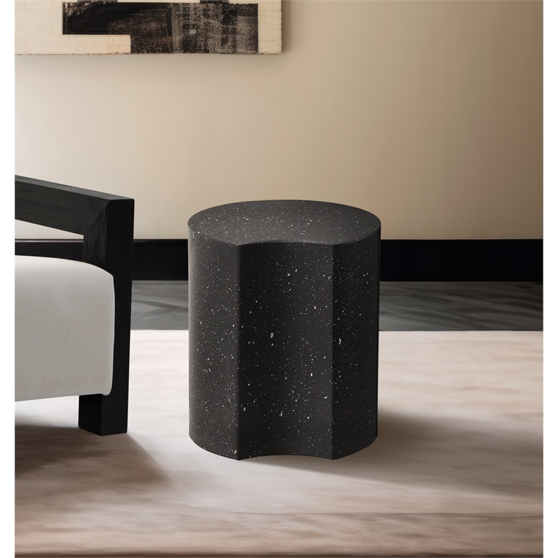Meridian Furniture Dimple Black Terrazzo Pattern Iron Metal End Table