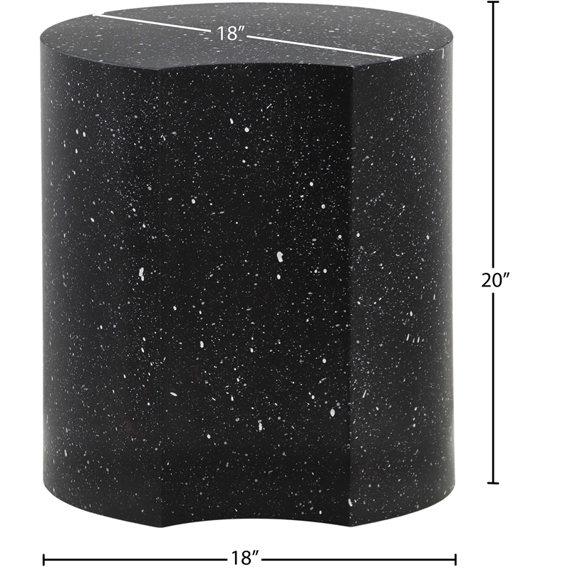 Meridian Furniture Dimple Black Terrazzo Pattern Iron Metal End Table