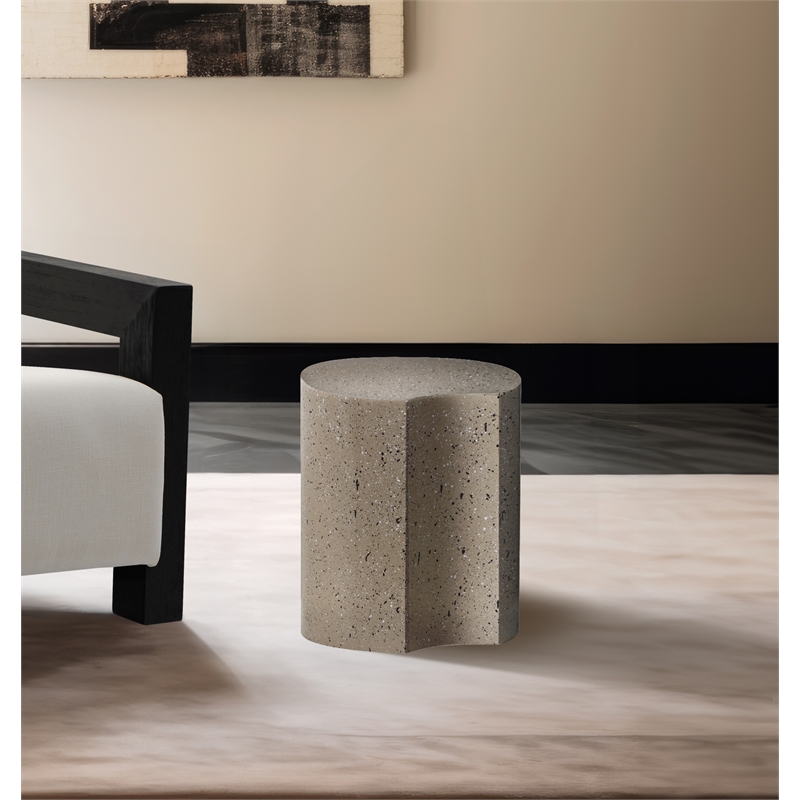 Meridian Furniture Dimple Taupe Terrazzo Pattern Iron Metal End Table