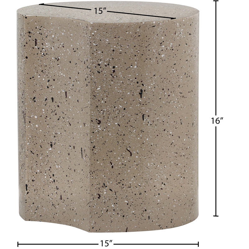 Meridian Furniture Dimple Taupe Terrazzo Pattern Iron Metal End Table