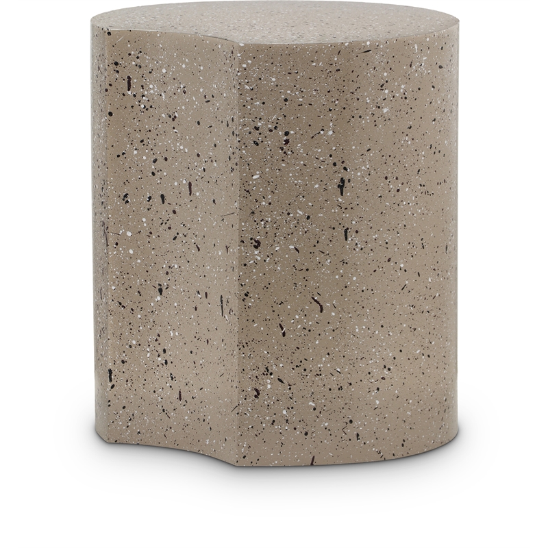 Meridian Furniture Dimple Taupe Terrazzo Pattern Iron Metal End Table