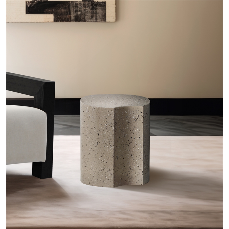 Meridian Furniture Dimple Taupe Terrazzo Pattern Iron Metal End Table