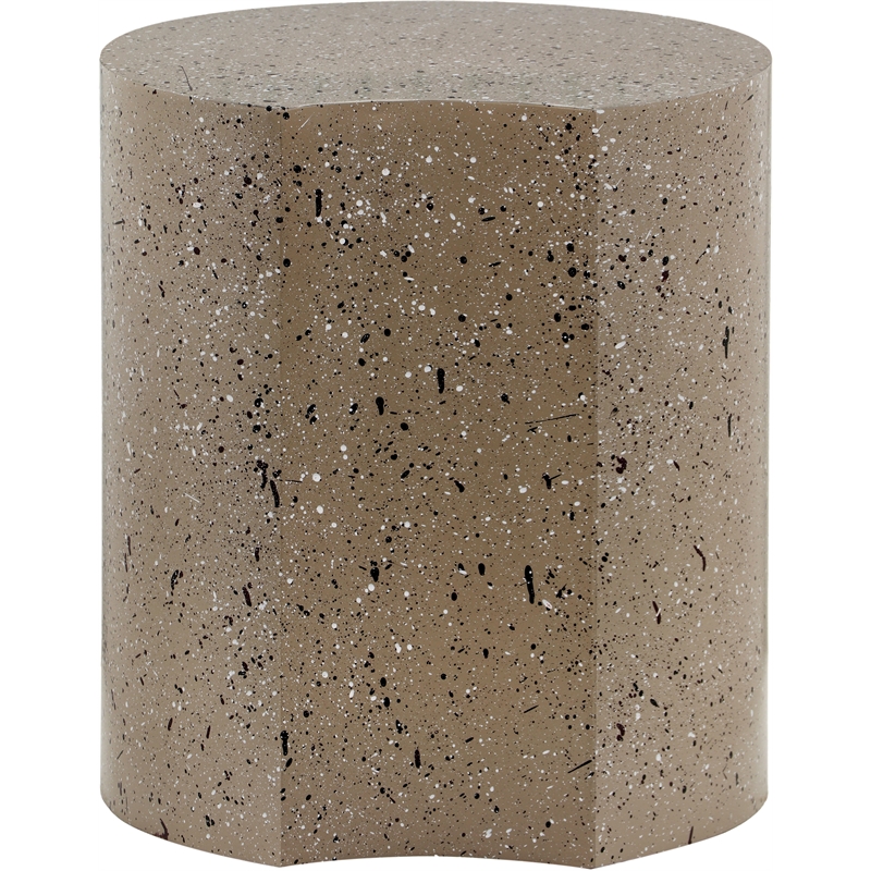 Meridian Furniture Dimple Taupe Terrazzo Pattern Iron Metal End Table