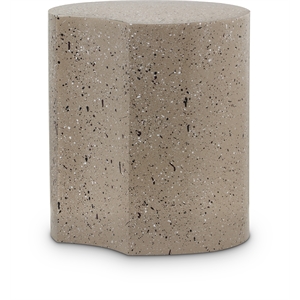 Meridian Furniture Dimple Taupe Terrazzo Pattern Iron Metal End Table