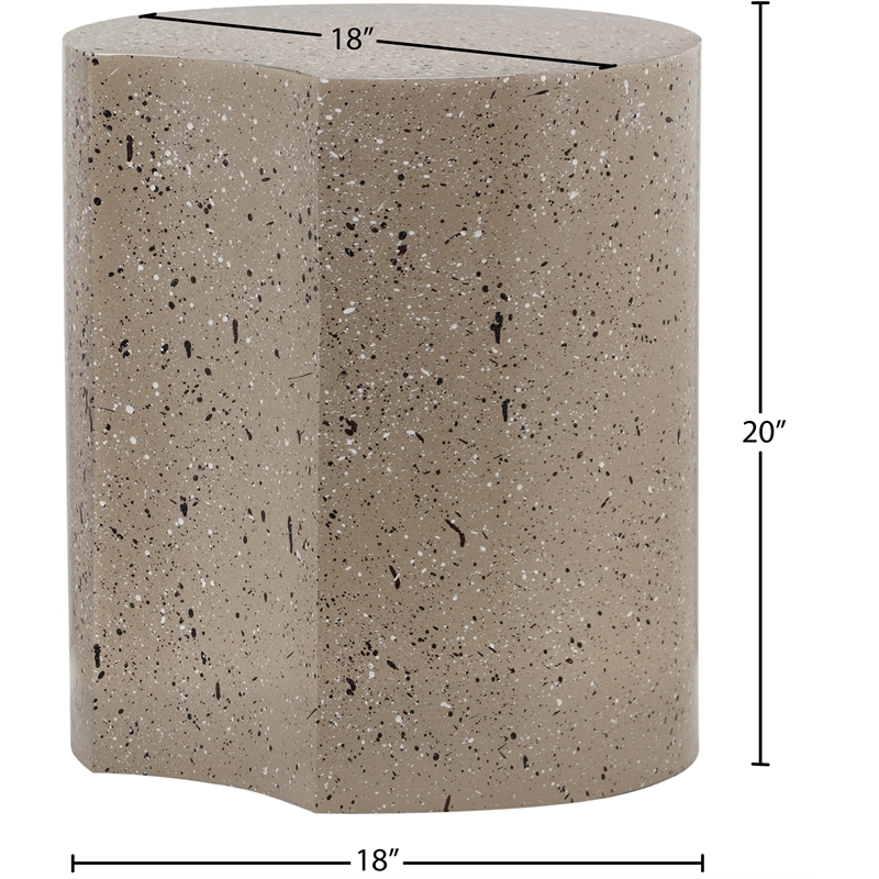 Meridian Furniture Dimple Taupe Terrazzo Pattern Iron Metal End Table