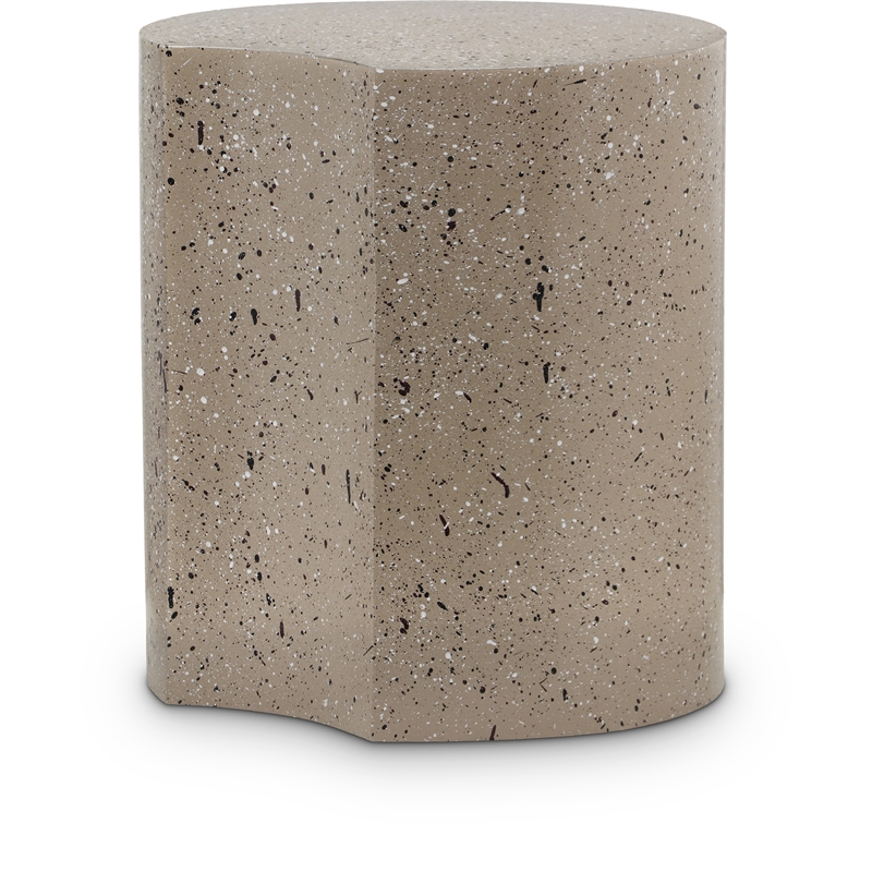 Meridian Furniture Dimple Taupe Terrazzo Pattern Iron Metal End Table