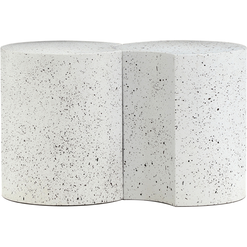 Meridian Furniture Dimple 2 Piece White Terrazzo Pattern Iron Metal End Table