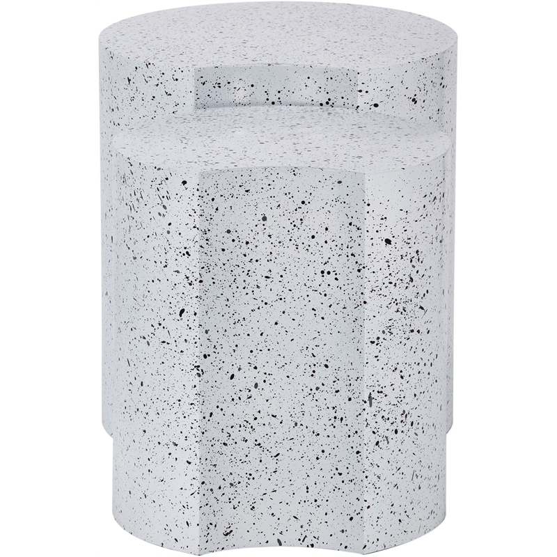 Meridian Furniture Dimple 2 Piece White Terrazzo Pattern Iron Metal End Table