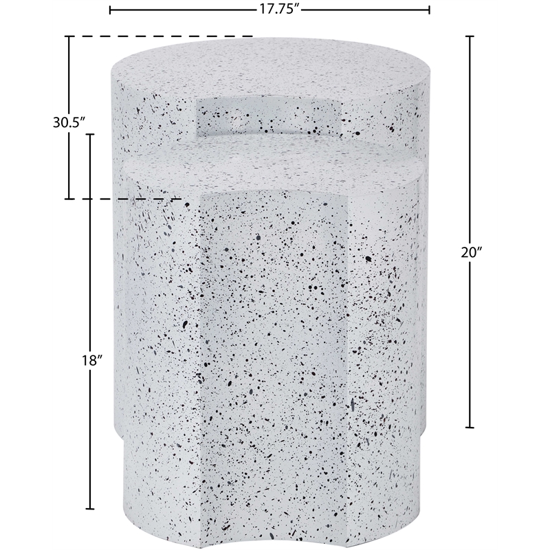 Meridian Furniture Dimple 2 Piece White Terrazzo Pattern Iron Metal End Table