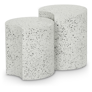 Meridian Furniture Dimple 2 Piece White Terrazzo Pattern Iron Metal End Table