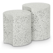 Meridian Furniture Dimple 2 Piece White Terrazzo Pattern Iron Metal End Table