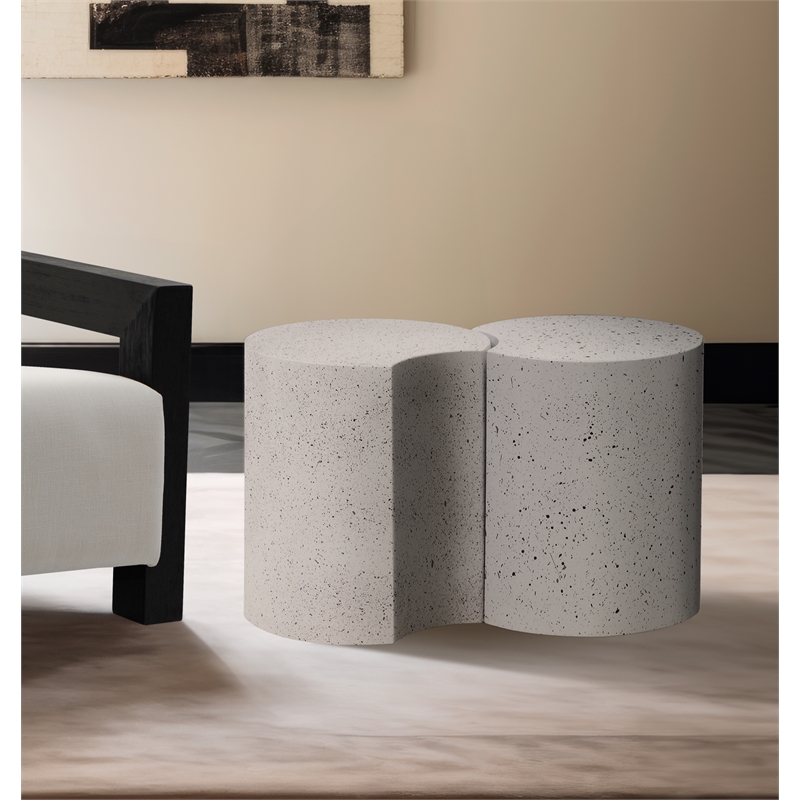 Meridian Furniture Dimple 2 Piece White Terrazzo Pattern Iron Metal End Table