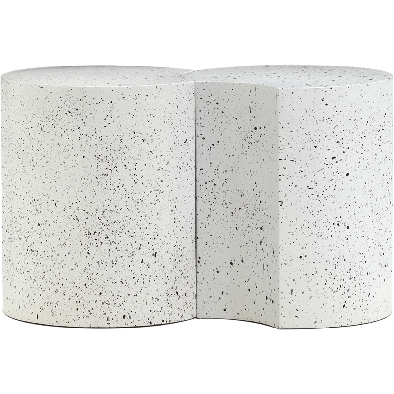 Meridian Furniture Dimple 2 Piece White Terrazzo Pattern Iron Metal End Table
