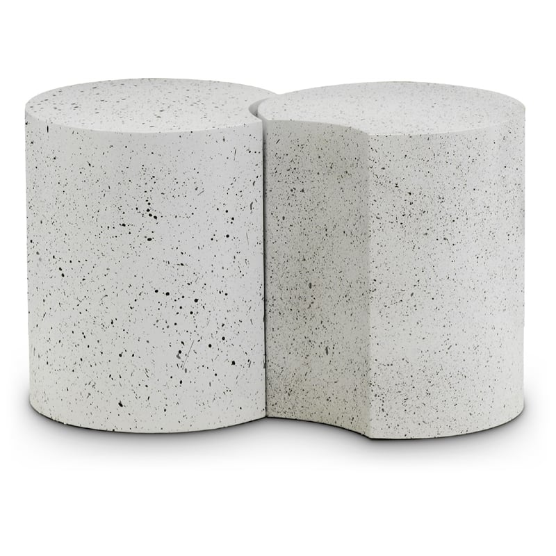 Meridian Furniture Dimple 2 Piece White Terrazzo Pattern Iron Metal End Table