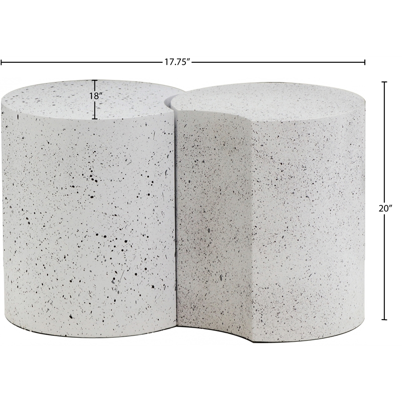 Meridian Furniture Dimple 2 Piece White Terrazzo Pattern Iron Metal End Table