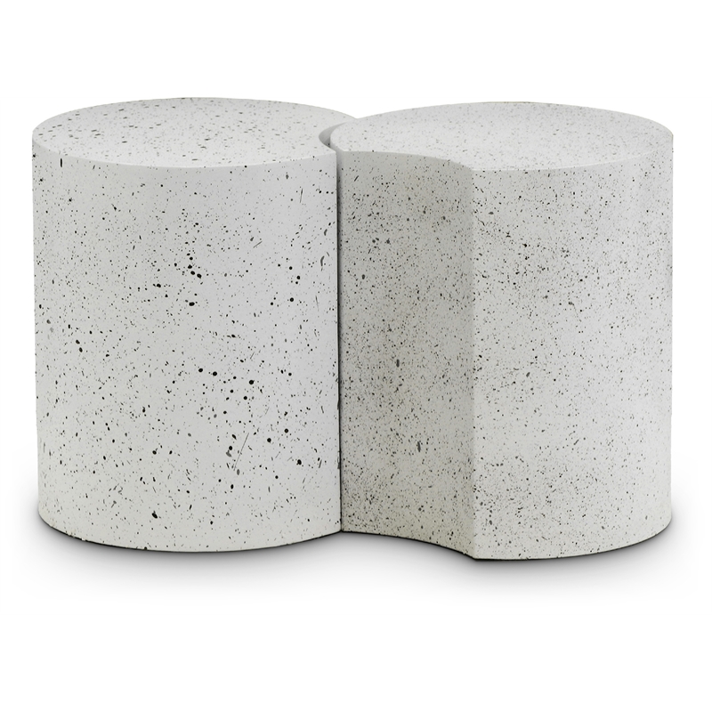 Meridian Furniture Dimple 2 Piece White Terrazzo Pattern Iron Metal End Table