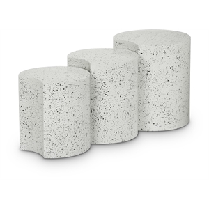 Meridian Furniture Dimple 3 Piece White Terrazzo Pattern Iron Metal End Table