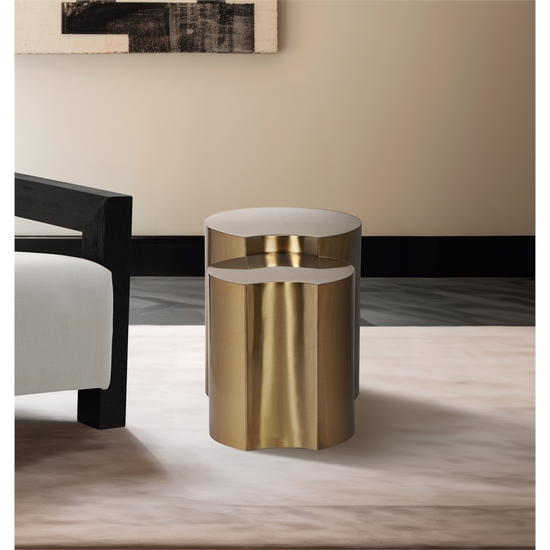 Meridian Furniture Dimple 2 Piece Gold Iron Metal End Table