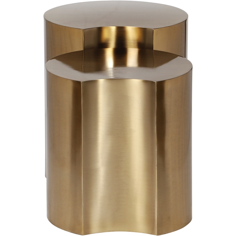 Meridian Furniture Dimple 2 Piece Gold Iron Metal End Table