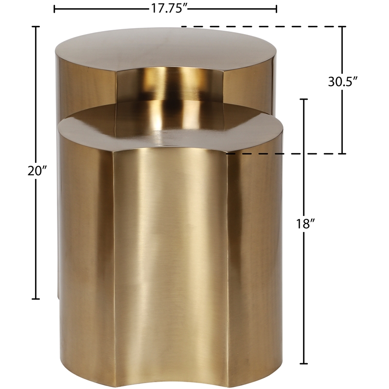 Meridian Furniture Dimple 2 Piece Gold Iron Metal End Table