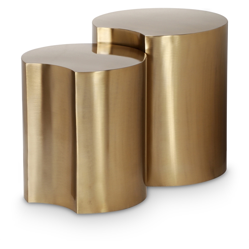 Meridian Furniture Dimple 2 Piece Gold Iron Metal End Table