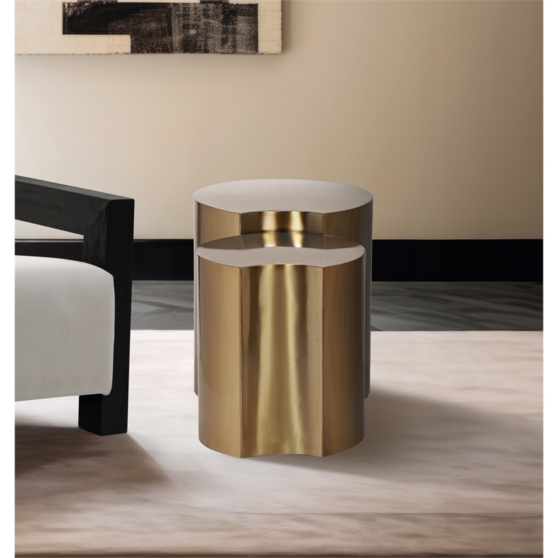 Meridian Furniture Dimple 2 Piece Gold Iron Metal End Table