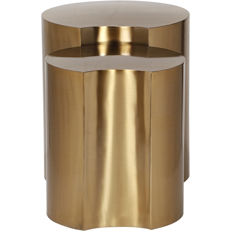 Meridian Furniture Dimple 2 Piece Gold Iron Metal End Table