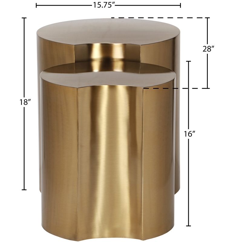 Meridian Furniture Dimple 2 Piece Gold Iron Metal End Table