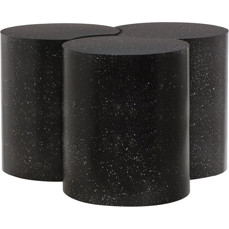 Meridian Furniture Dimple 3 Piece Black Terrazzo Pattern Iron Metal Coffee Table