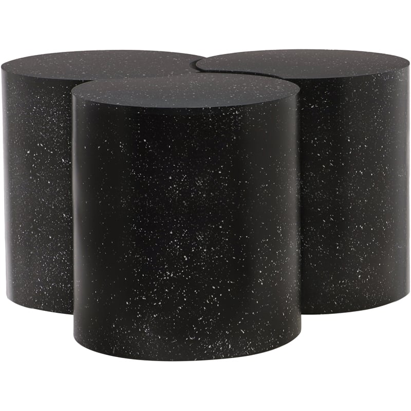 Meridian Furniture Dimple 3 Piece Black Terrazzo Pattern Iron Metal Coffee Table