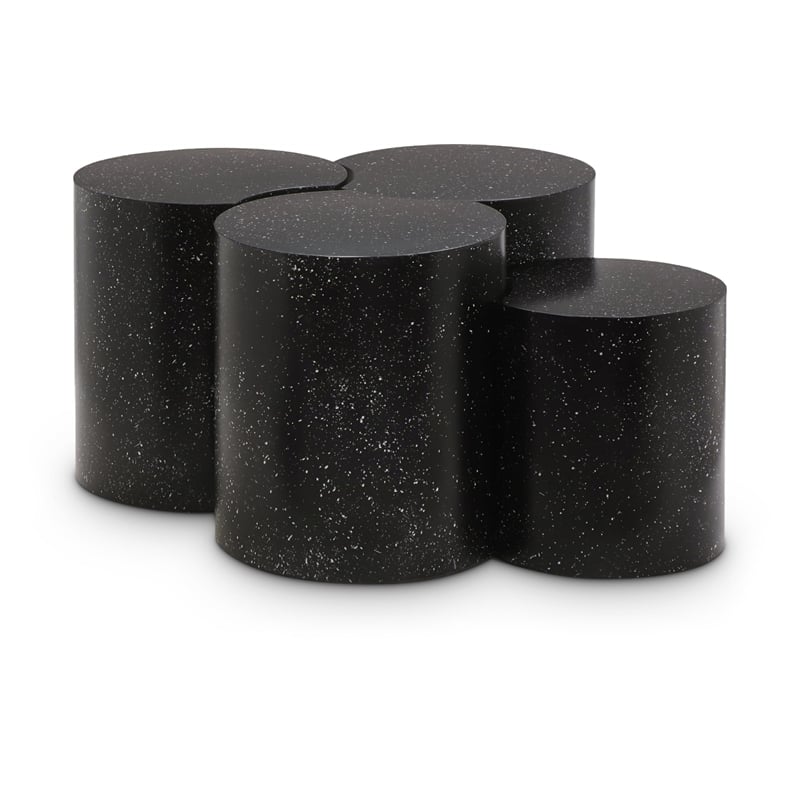 Meridian Furniture Dimple 4 Piece Black Terrazzo Pattern Iron Metal Coffee Table