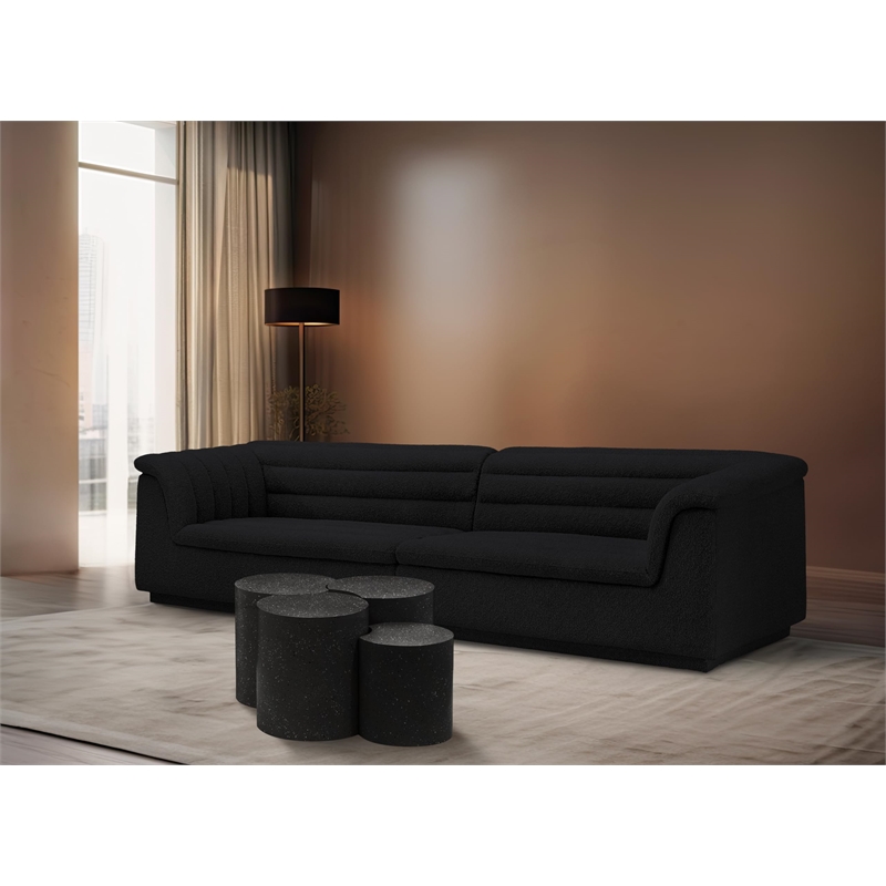 Meridian Furniture Dimple 4 Piece Black Terrazzo Pattern Iron Metal Coffee Table