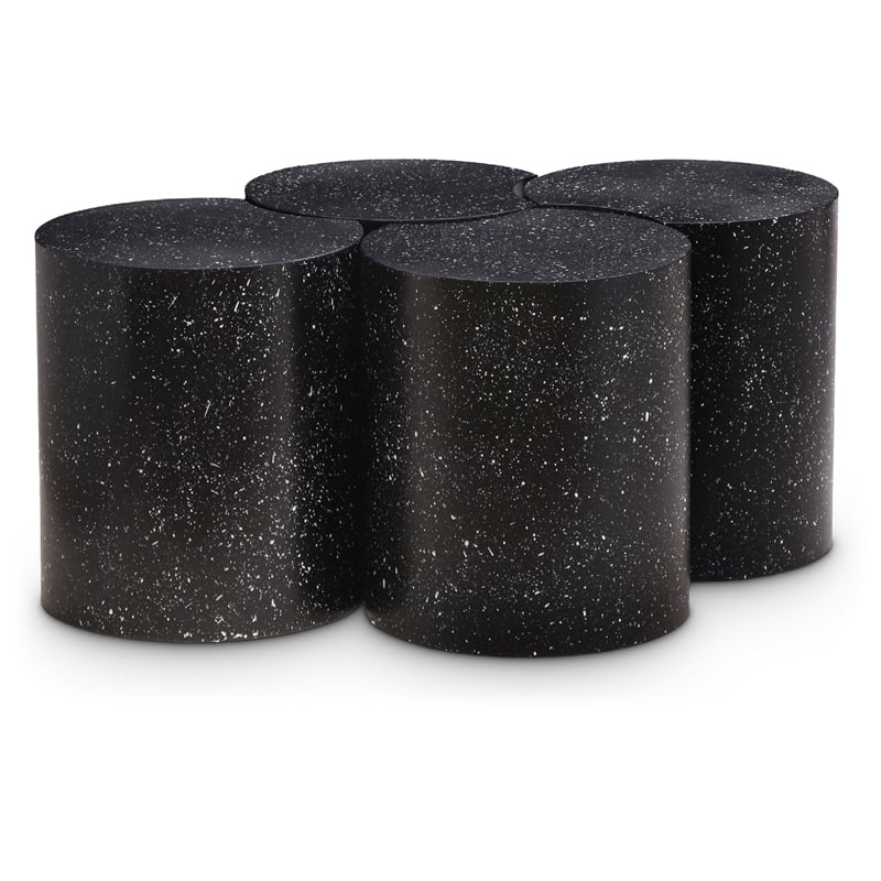 Meridian Furniture Dimple 4 Piece Black Terrazzo Pattern Iron Metal Coffee Table